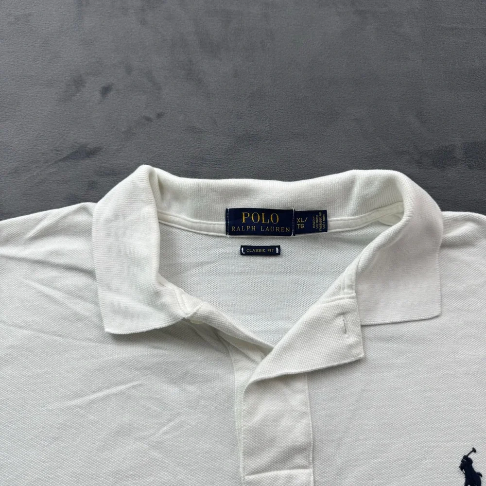 Polo Ralph Lauren Mens XL White Classic Fit Short Sleeve Pique Polo Shirt